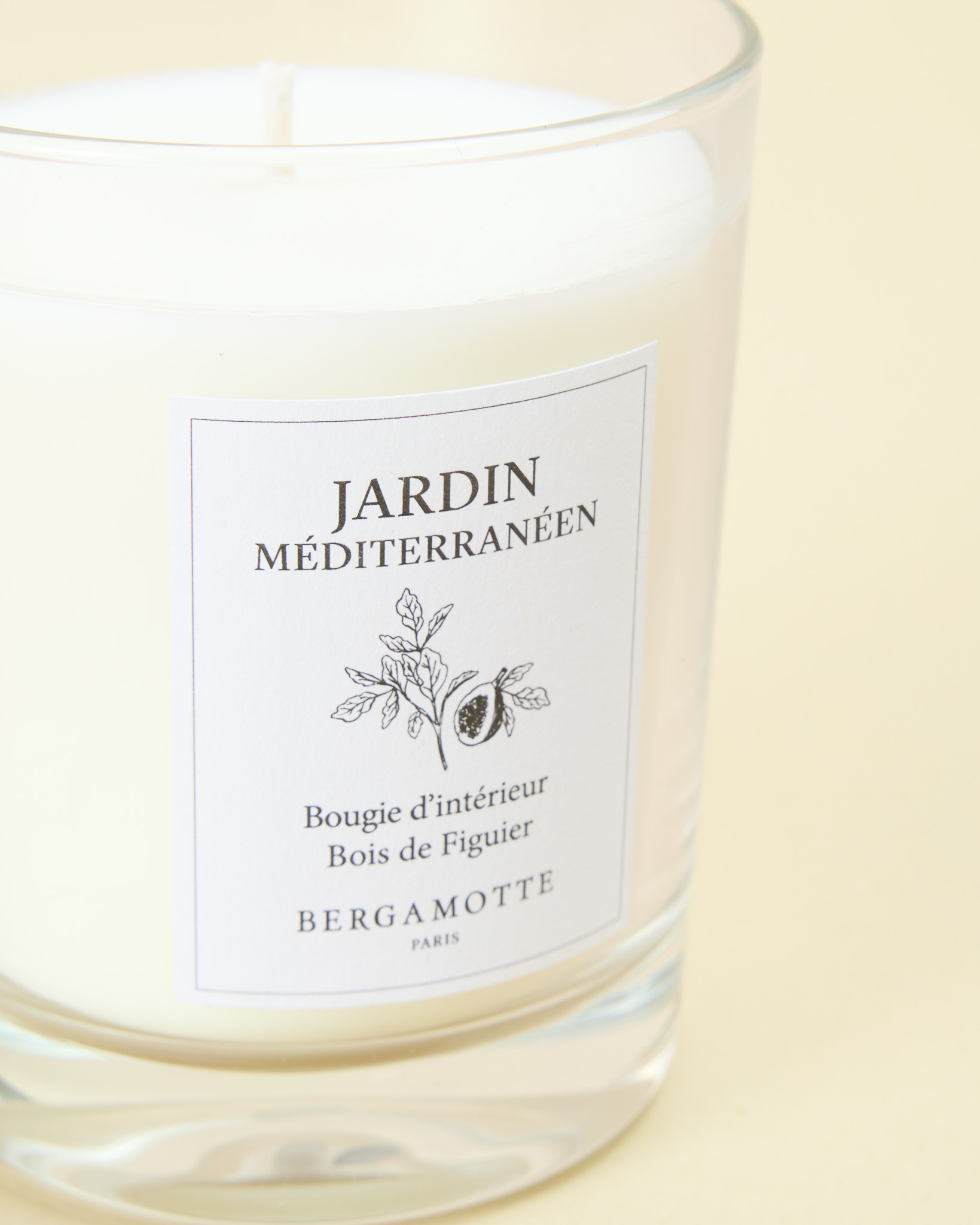 Zoom sur la bougie Bois de Figuier - Jardin Méditerranéen