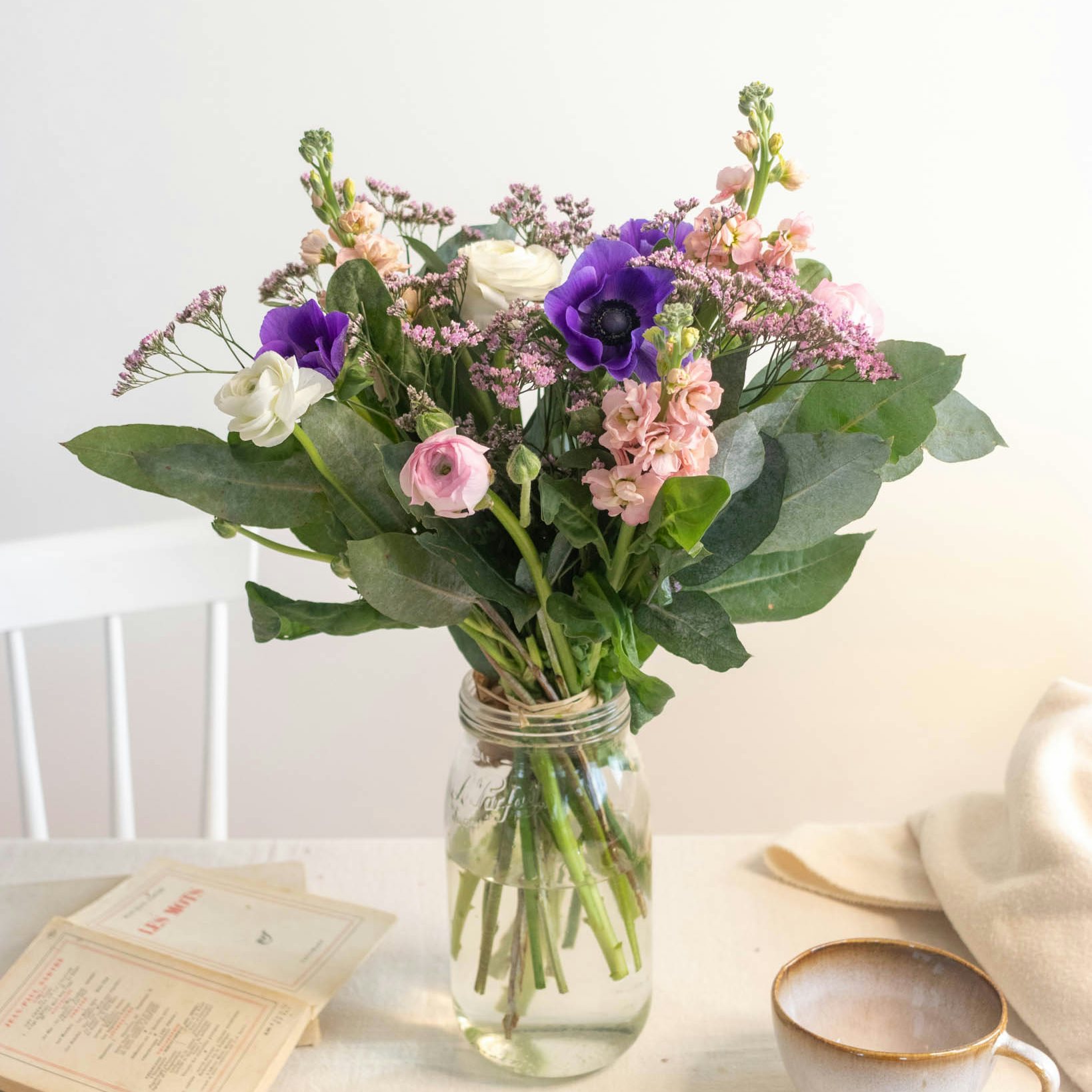 Bouquet Peachland & vase Le Parfait 