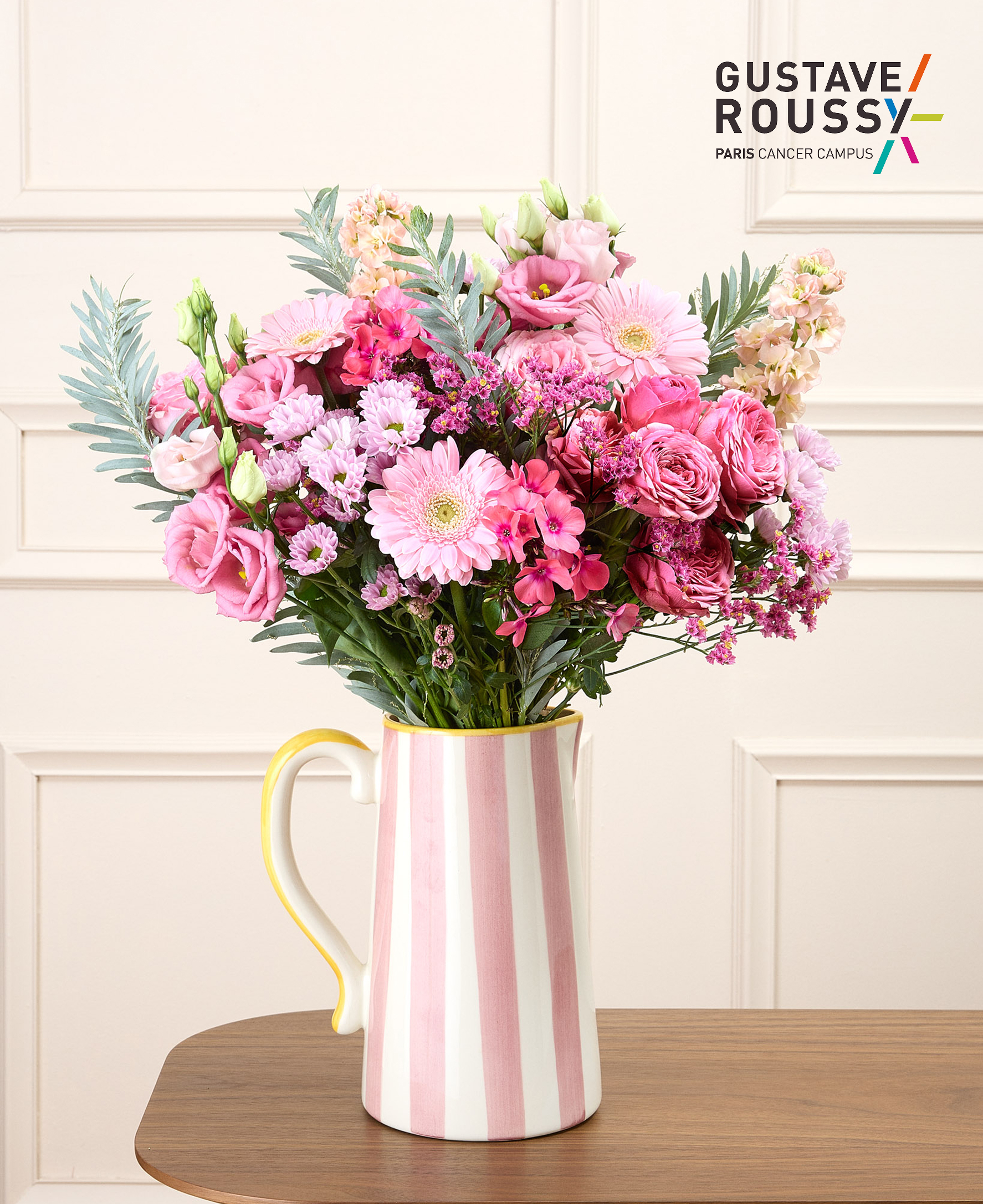 Bouquet Octobre Rose L & Vase Faro rose