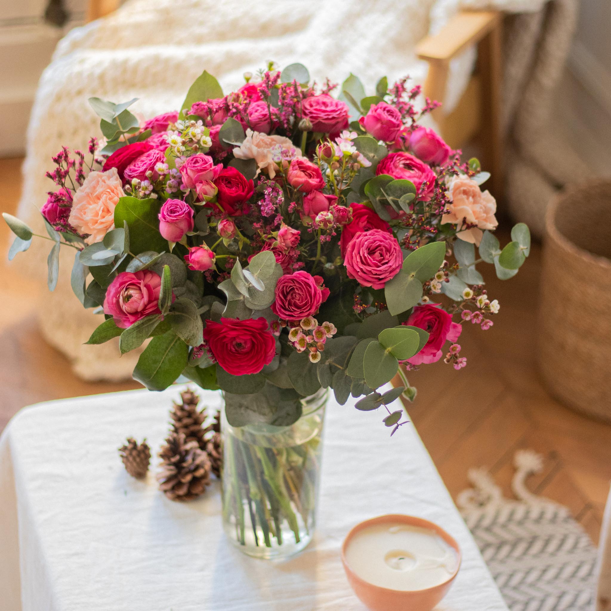 Bouquet Copenhague et vase Le Parfait