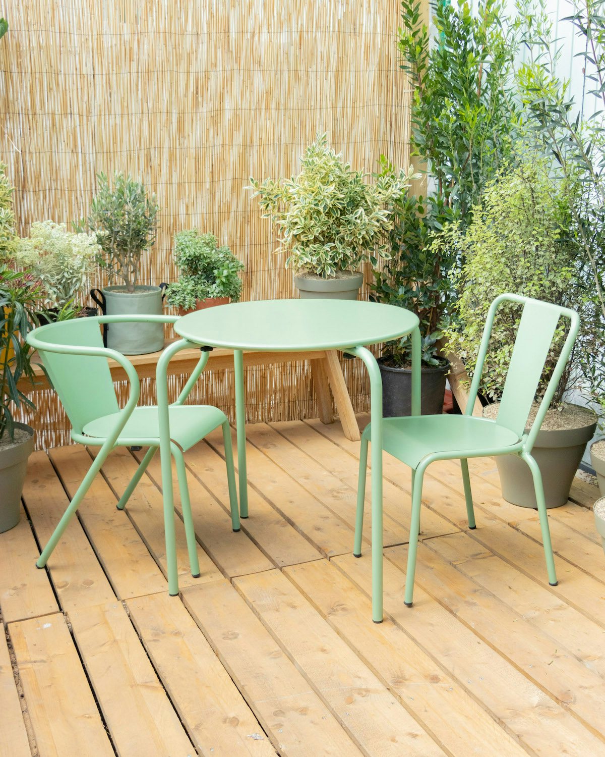 Table de jardin verte Porto & chaises Comporta & Caparica