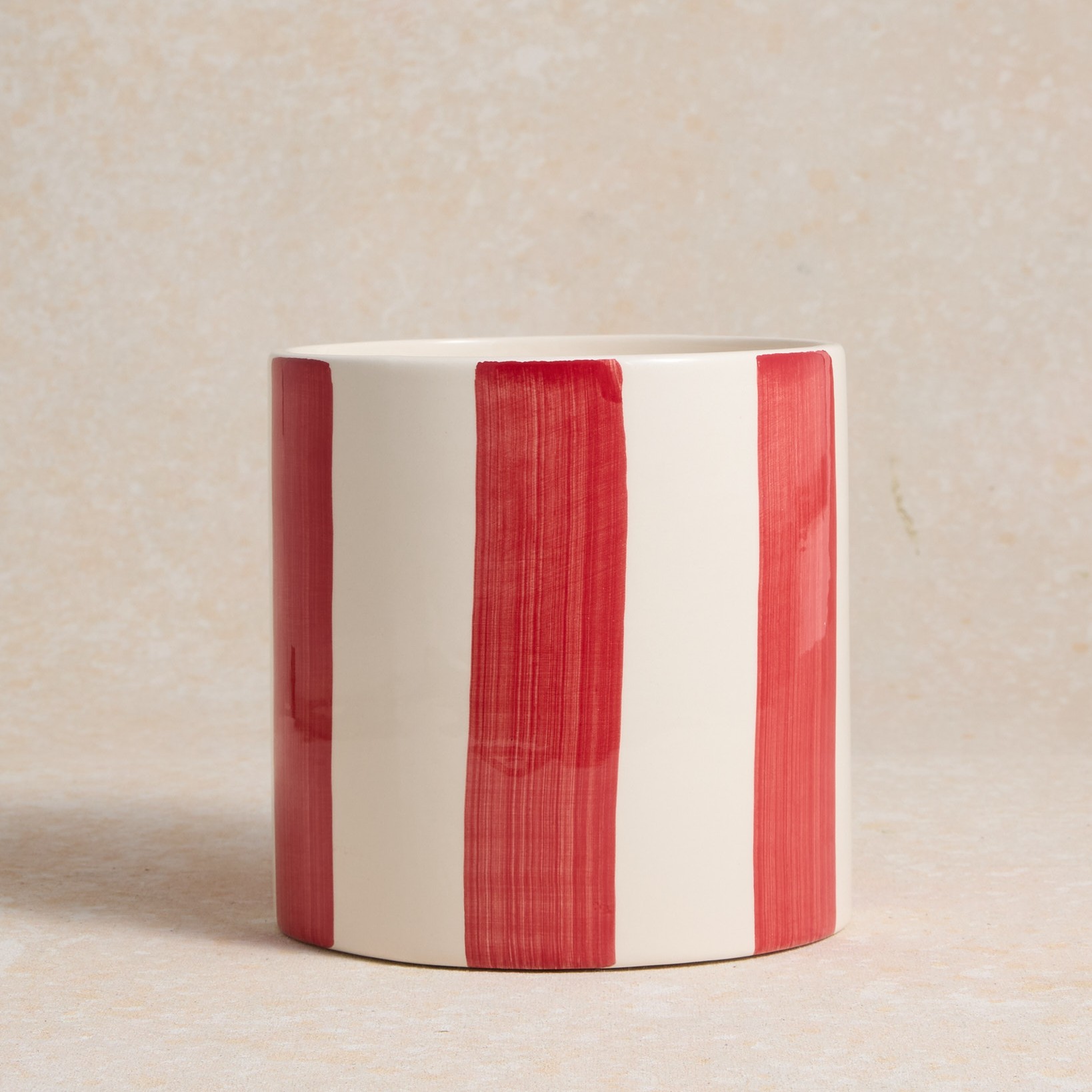 Cache-pot rayé rouge D12