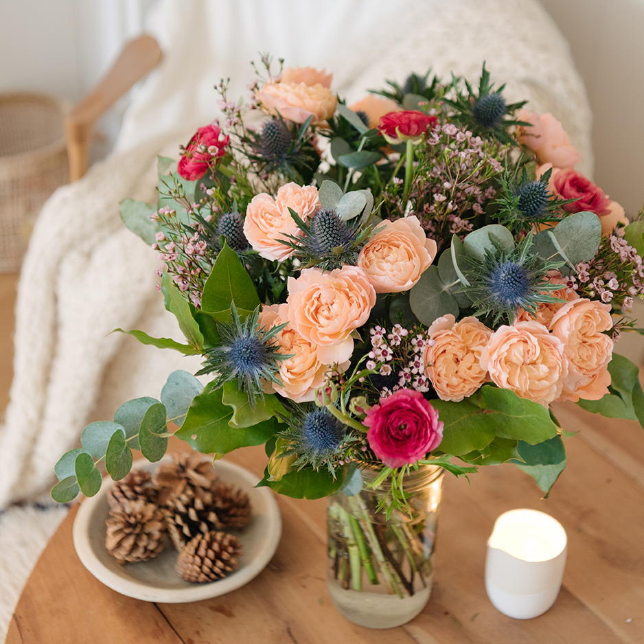 Bouquet Grenade + et vase Le Parfait