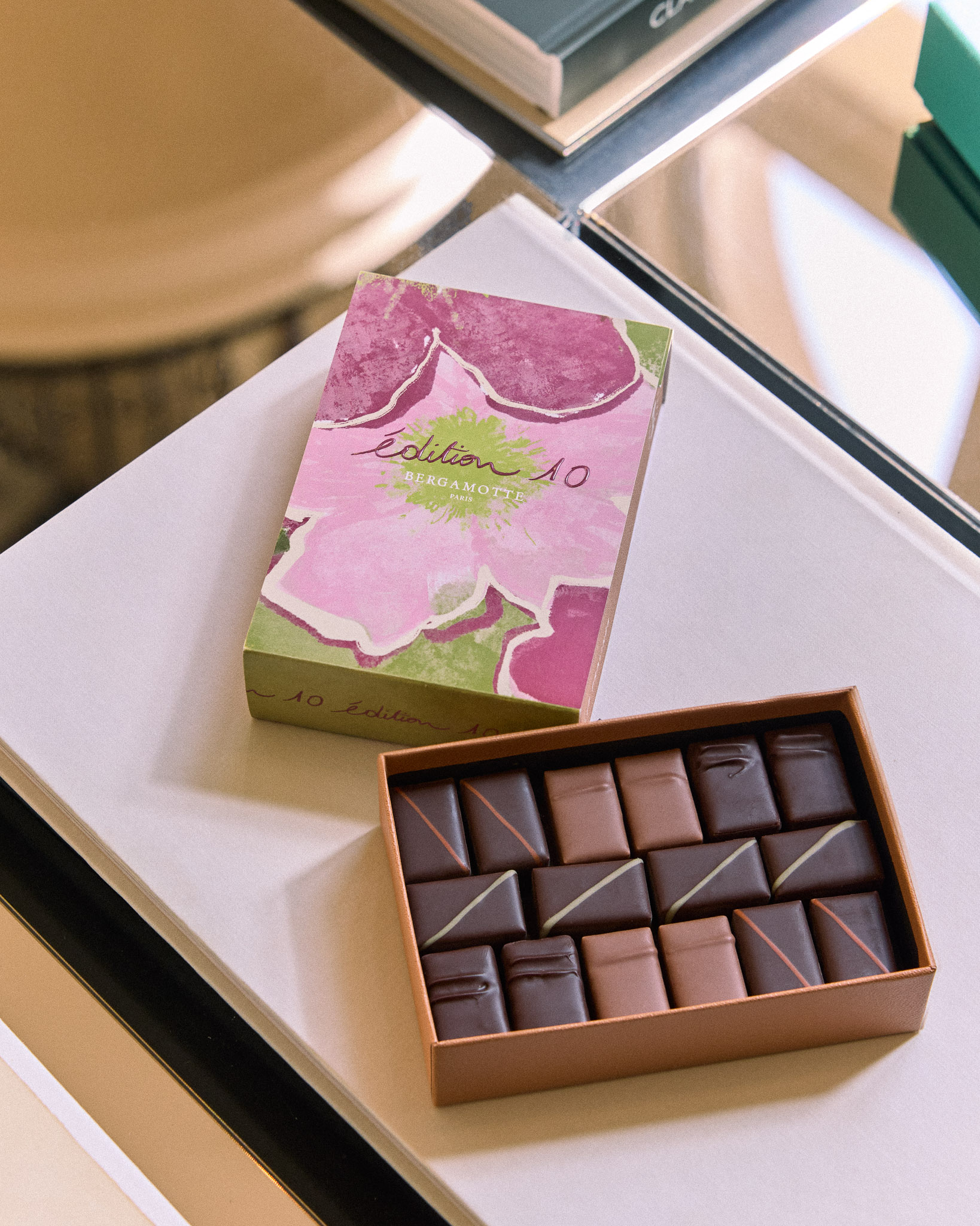 coffret chocolat spécial 10 ans Bergamotte