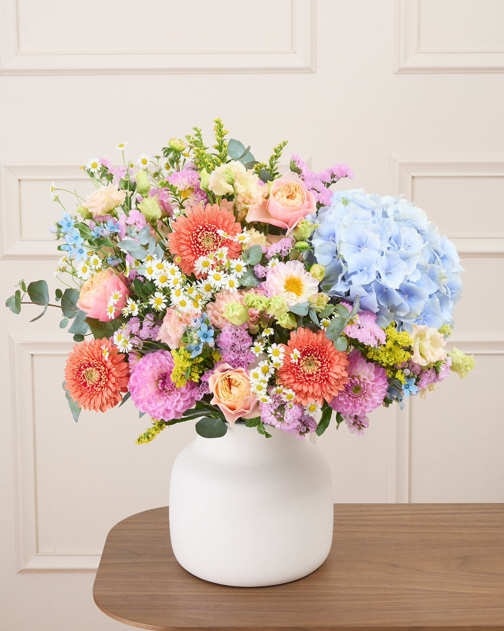 Bouquet Cassis XL & Vase Grenen