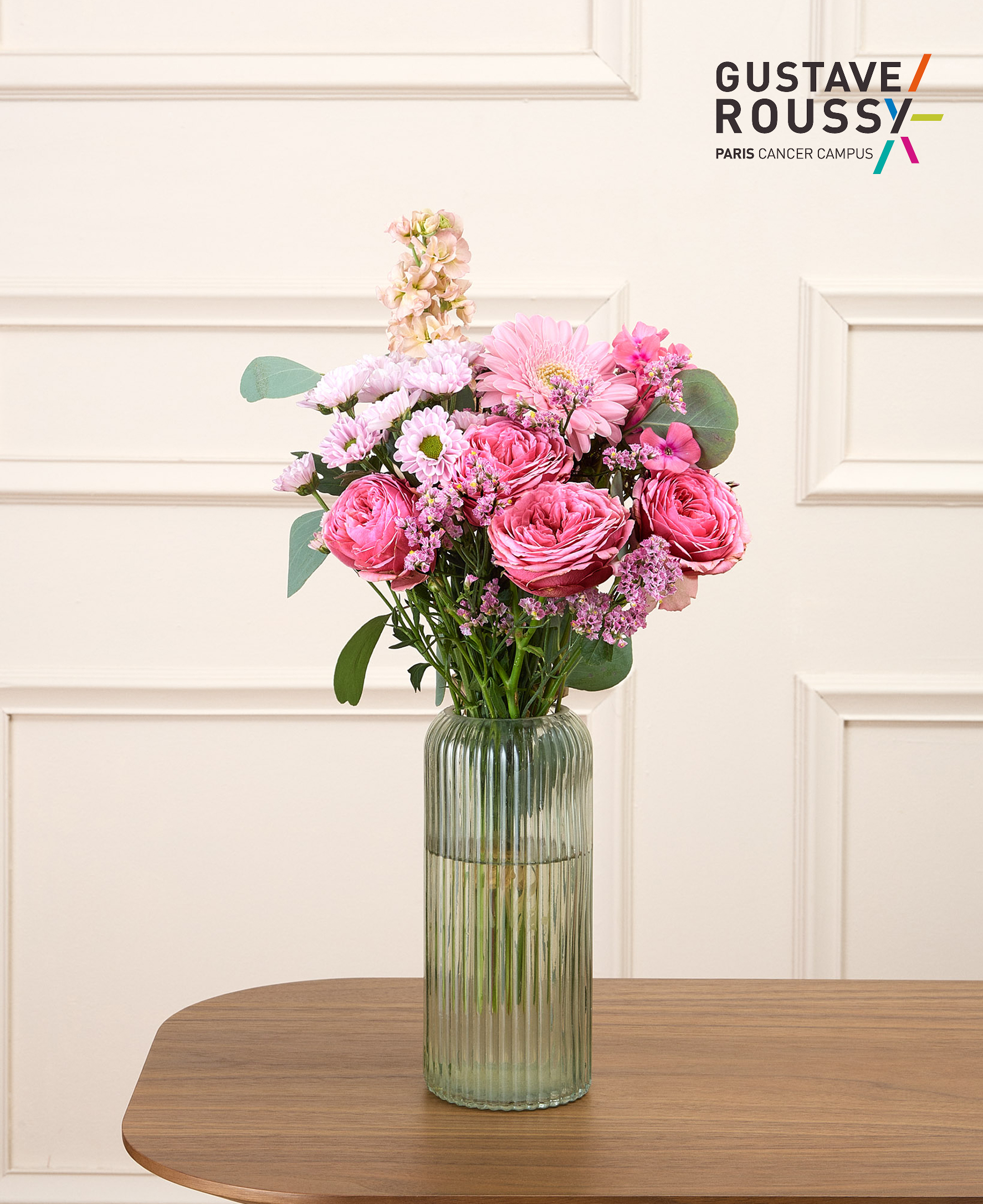 Bouquet Octobre Rose S & Vase Prado