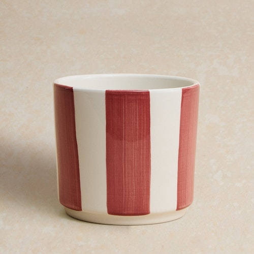 Cache-pot à rayures rouges D12 - Accessoires décoration - Idées cadeaux - Fleuriste Bergamotte