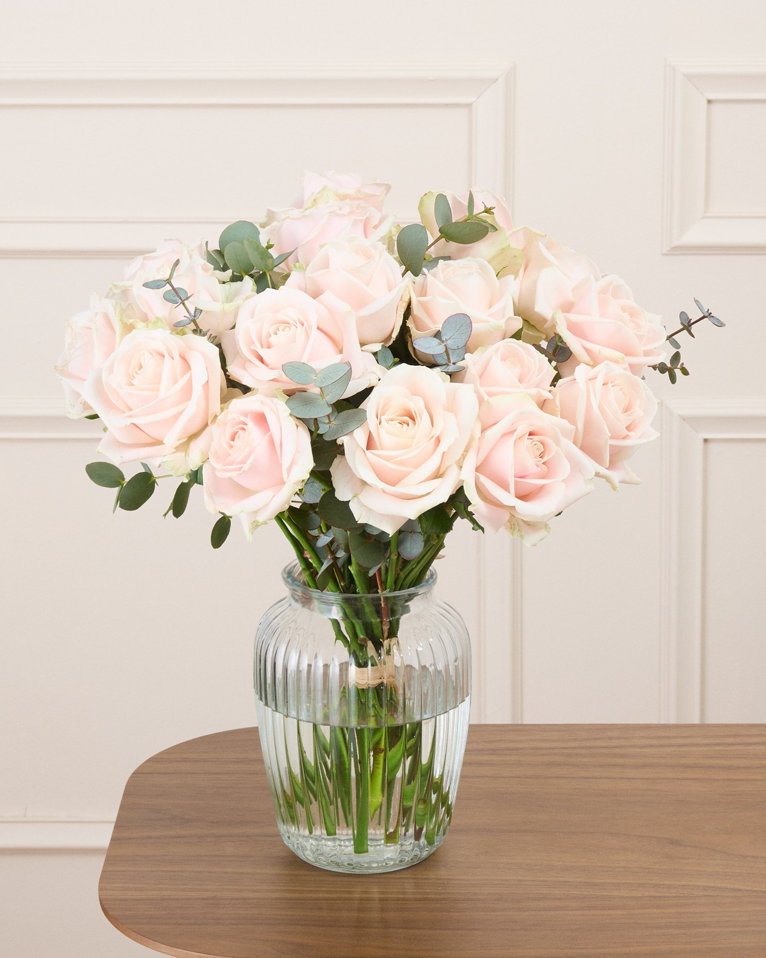 Bouquet de roses Coloma L & Vase Celeste