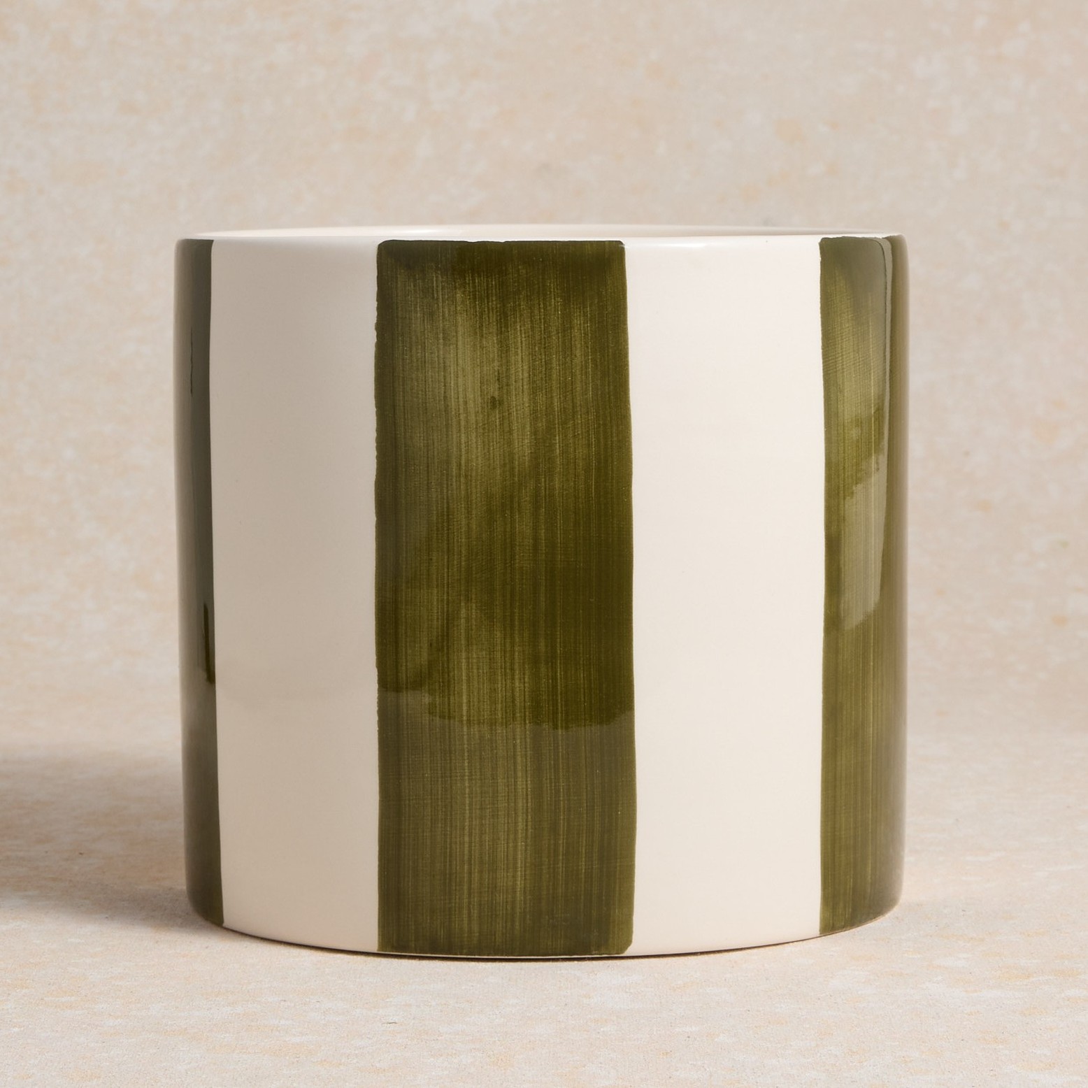 Cache-pot rayé kaki D16