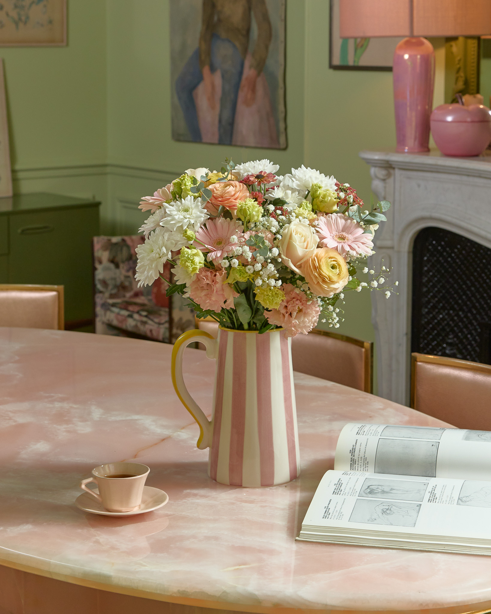 Bouquet Lago di Como L & Vase Faro rose