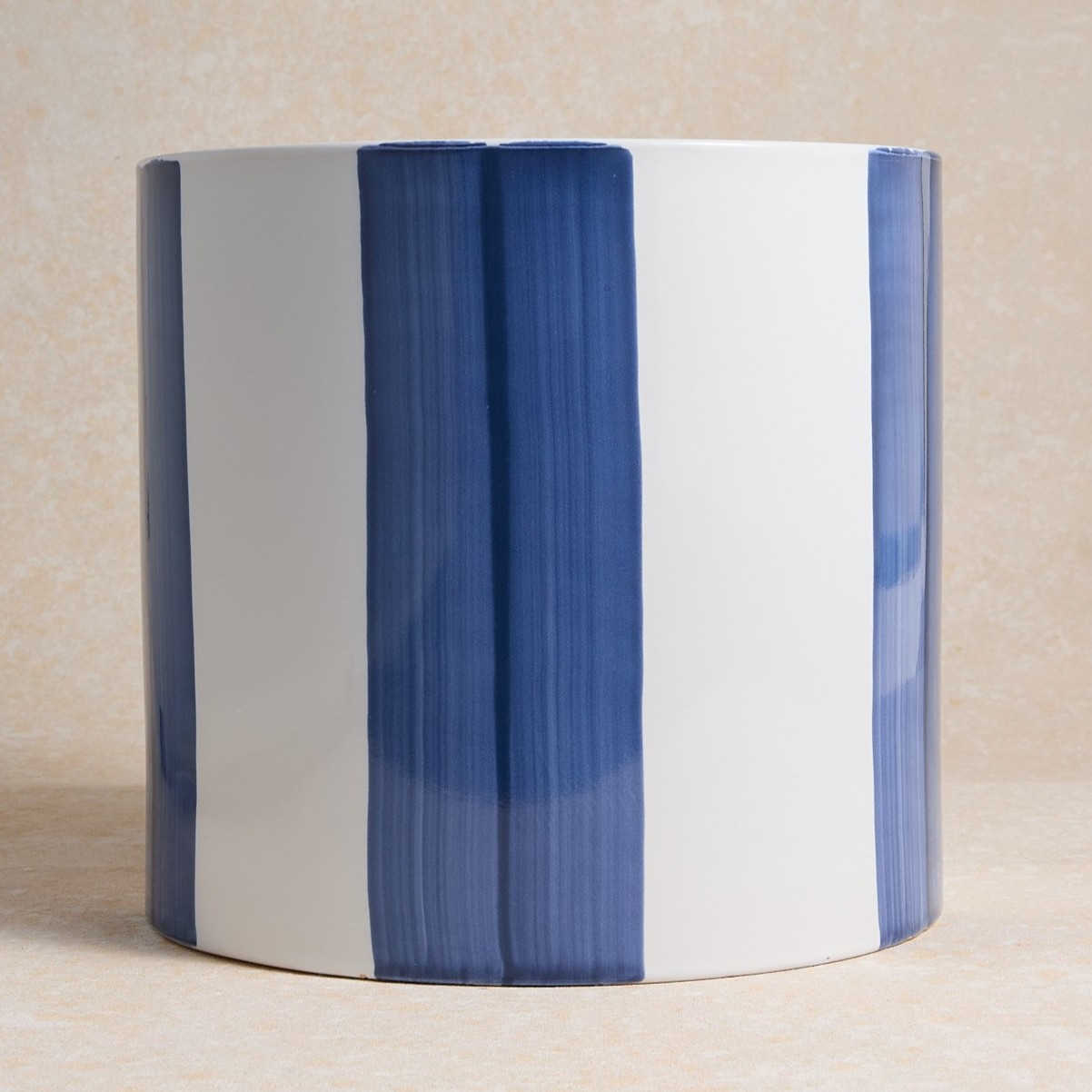 Cache-pot rayé bleu D23