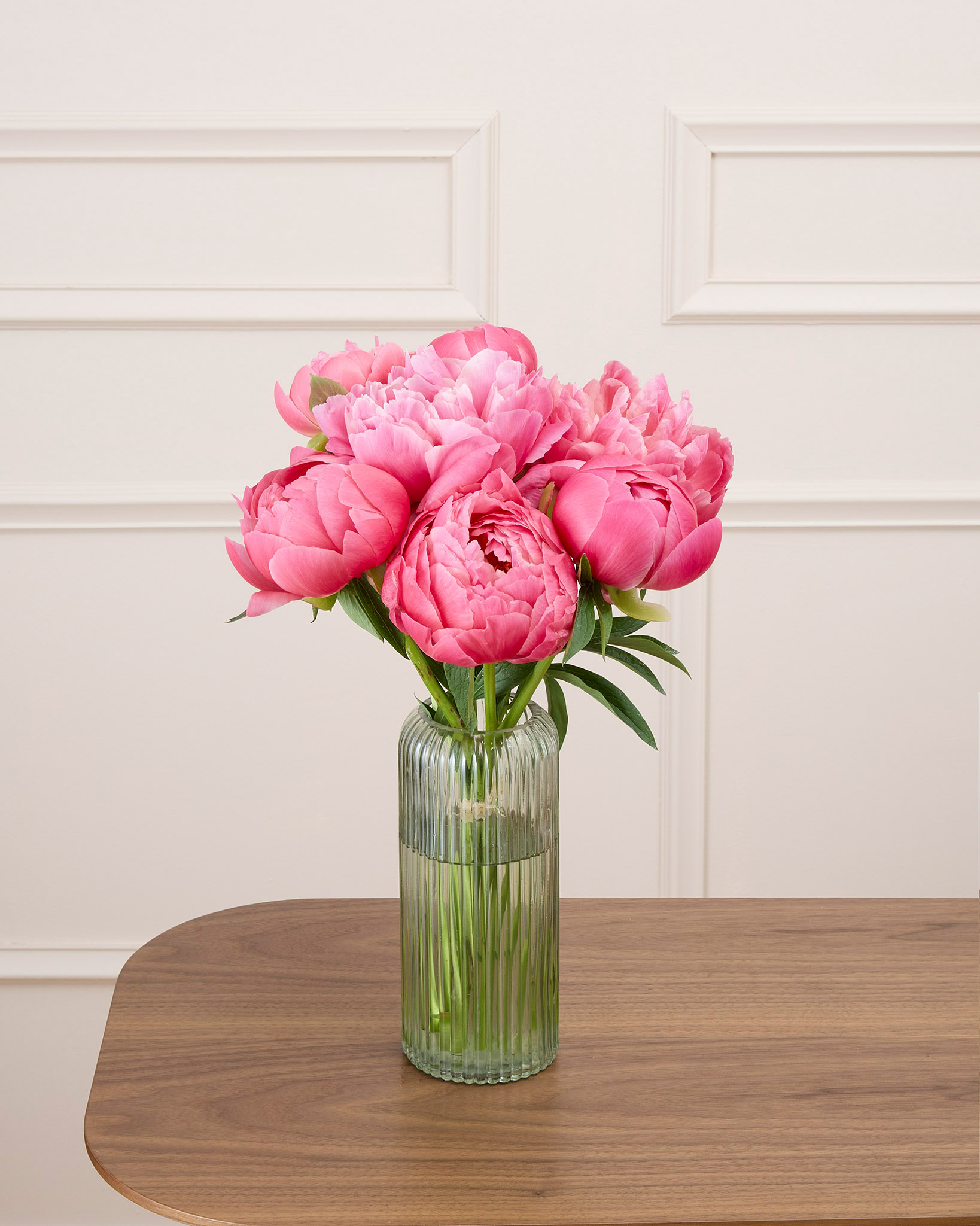 Bouquet de pivoines Camargue S & Vase Prado