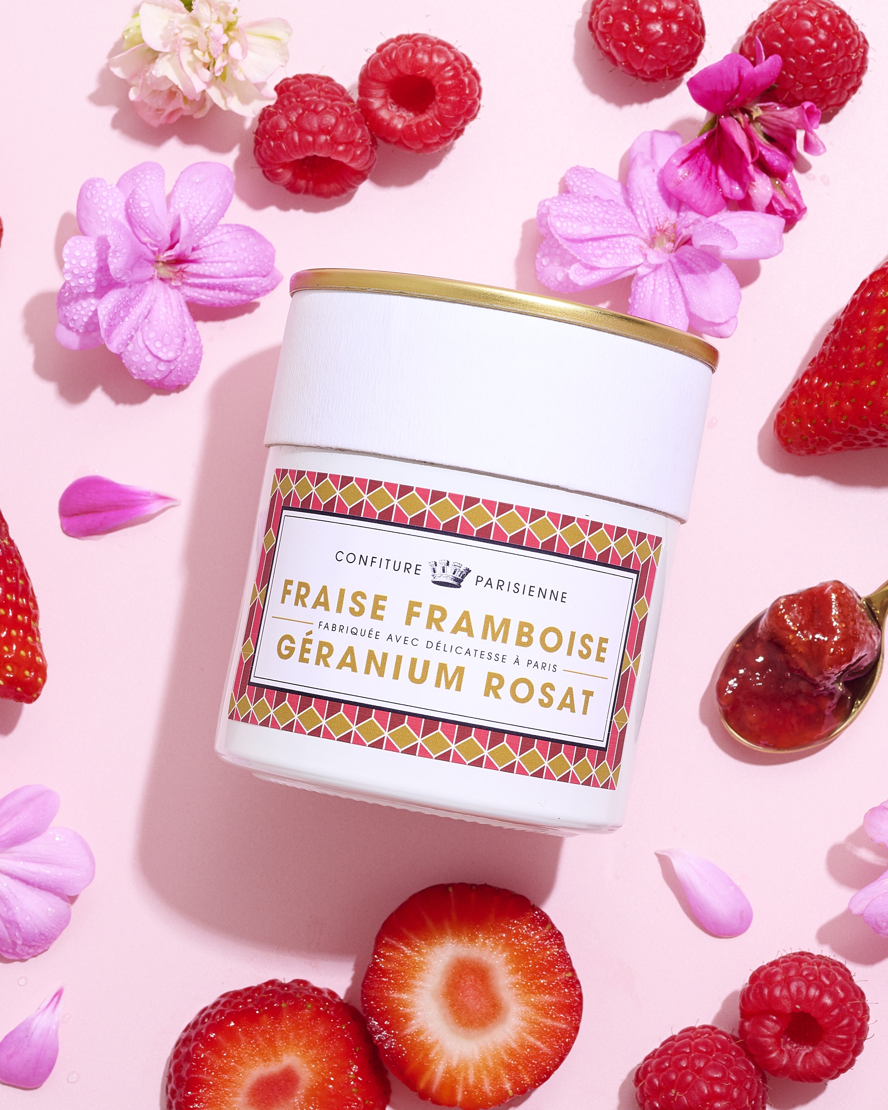 Offre gourmande plante & Confiture Parisienne fraise framboise géranium rosat