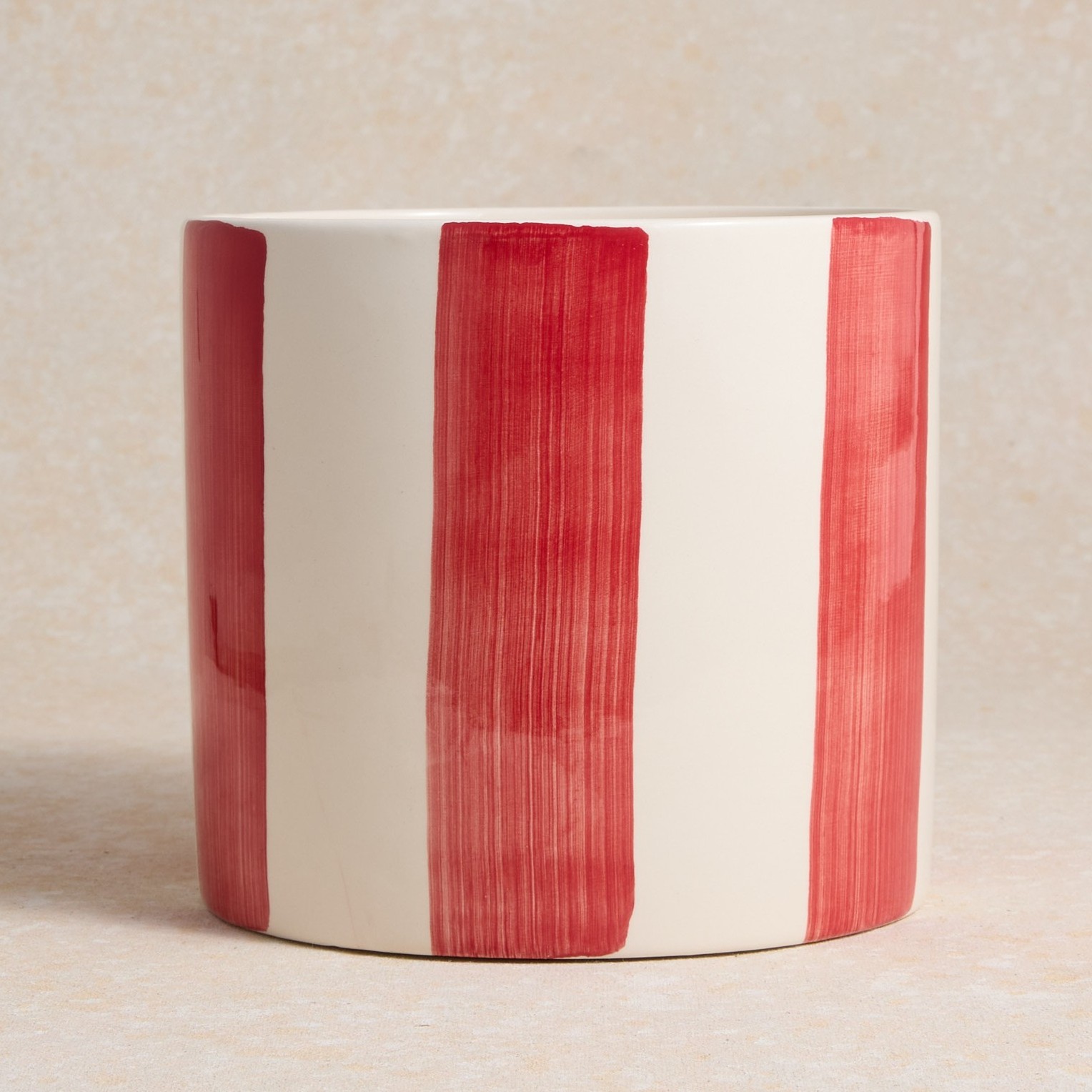 Cache-pot rayé rouge D16