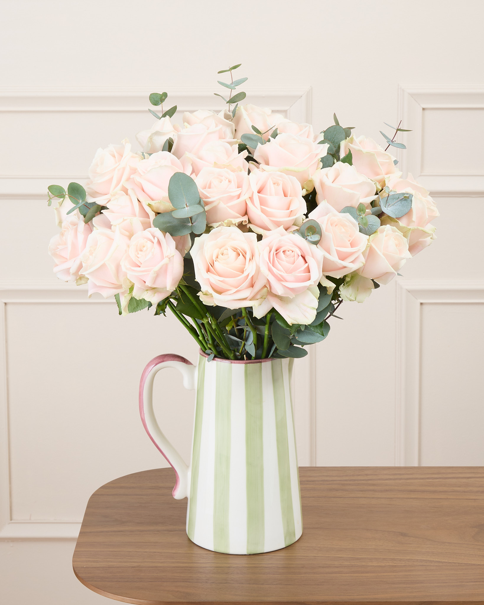 Bouquet de roses Coloma XL & Vase Faro vert