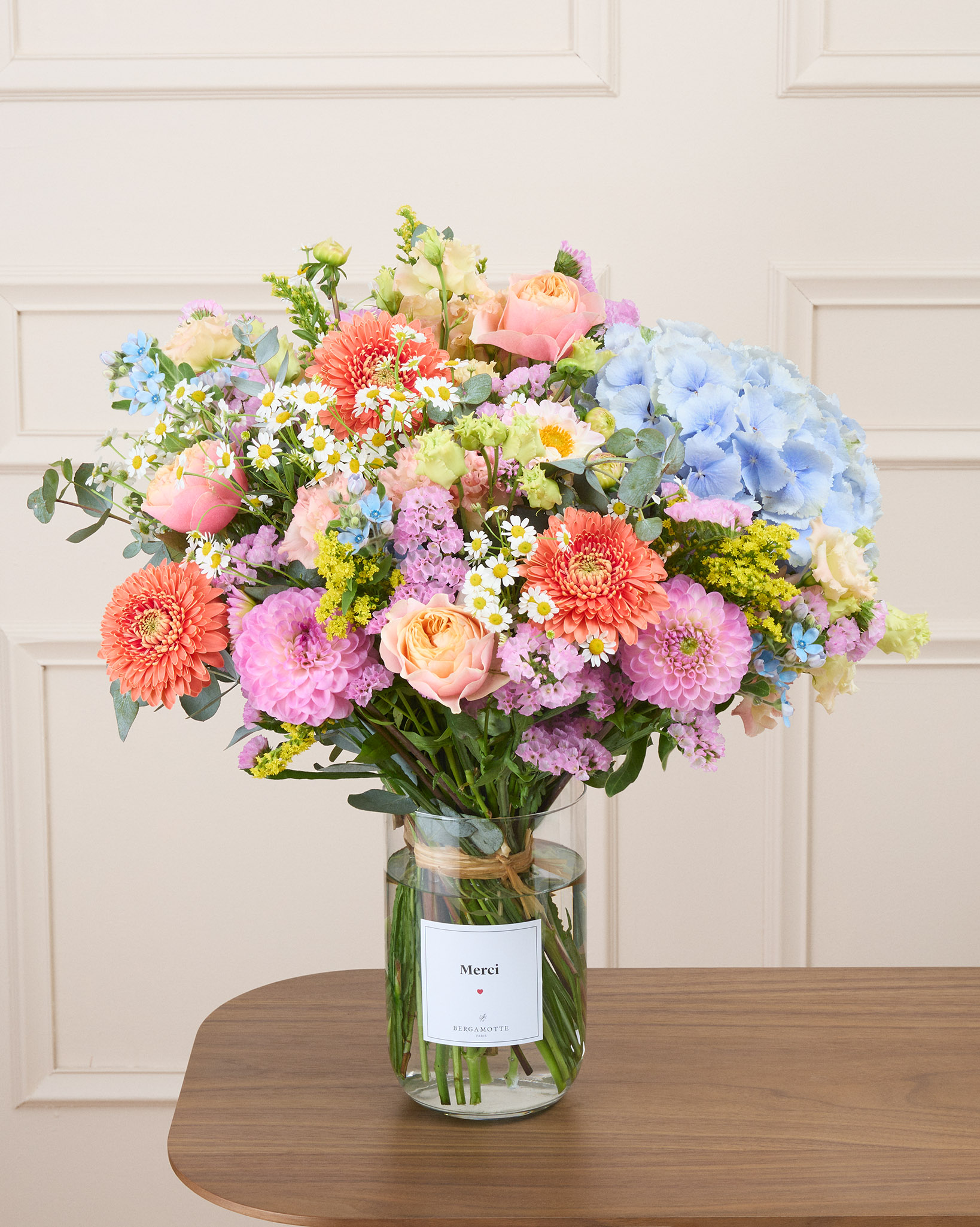 Bouquet Cassis XL & Vase Epure personnalisé